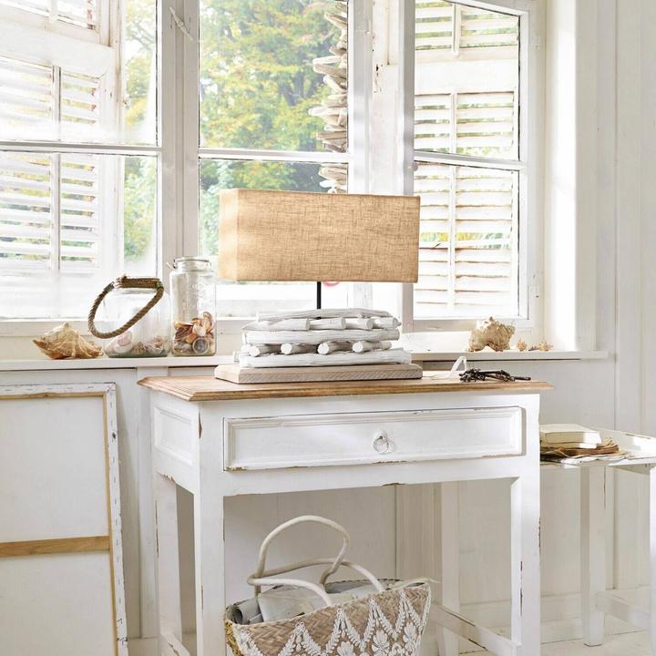 Image du produit Loberon Lampe de table Caribou lin/blanc (E27)