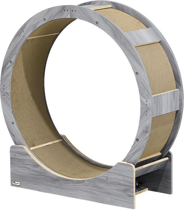 Productafbeelding Swisshandel24 Katzenlaufrad Laufrad für Katzen 91 cm mit Bremse, Kratzbrett, Grau (94 cm, Grijs)