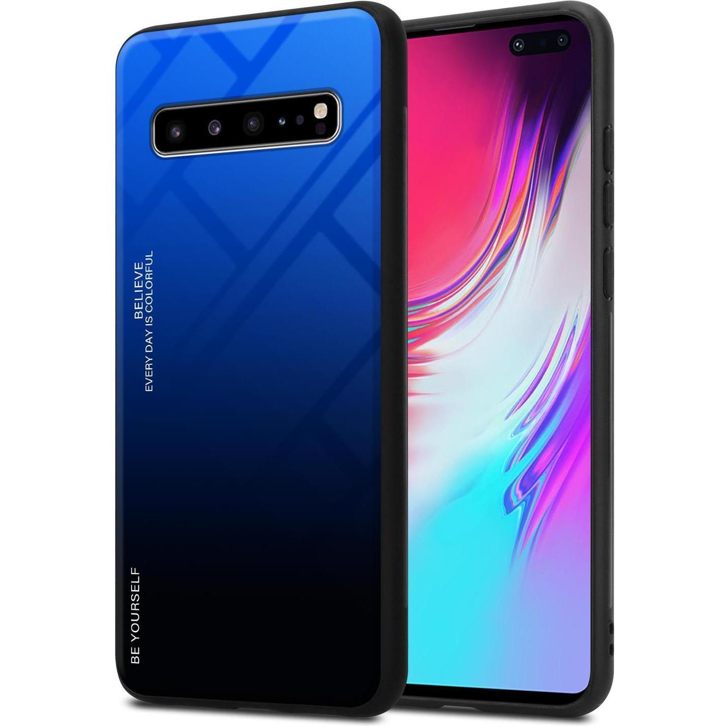 Cadorabo TPU 2 Farben Glas Cover (Samsung Galaxy S10 5G), Smartphone Hülle, Schwarz