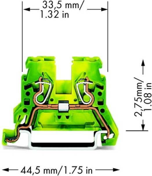 Produktbild Wago Reihenklemme gelb/grün 2.5mm²