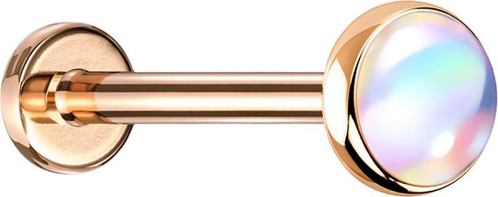 Produktbild Star Piercing Micro Labret rosegold mit Scheibe irisierend weiss (Chirurgenstahl 316L, ohne Messing)