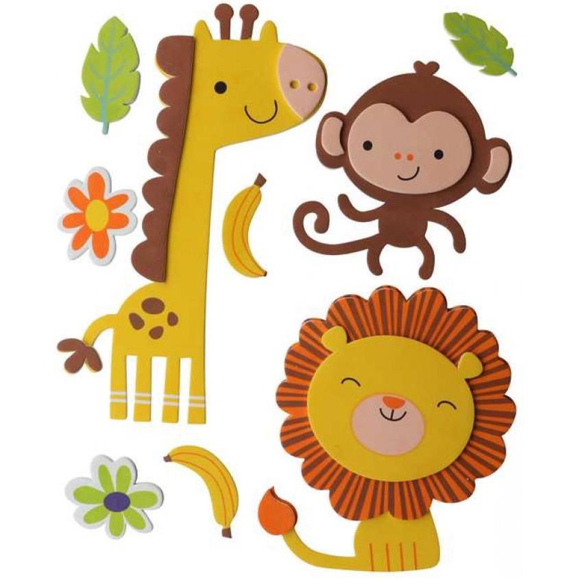 Glorex 3D Moosgummi 9tlg Giraffe/Affe Löwe, 13x23cm, selbstklebend