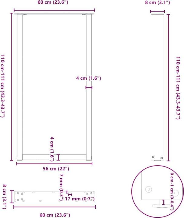 Actual product image vidaXL Bartischbein