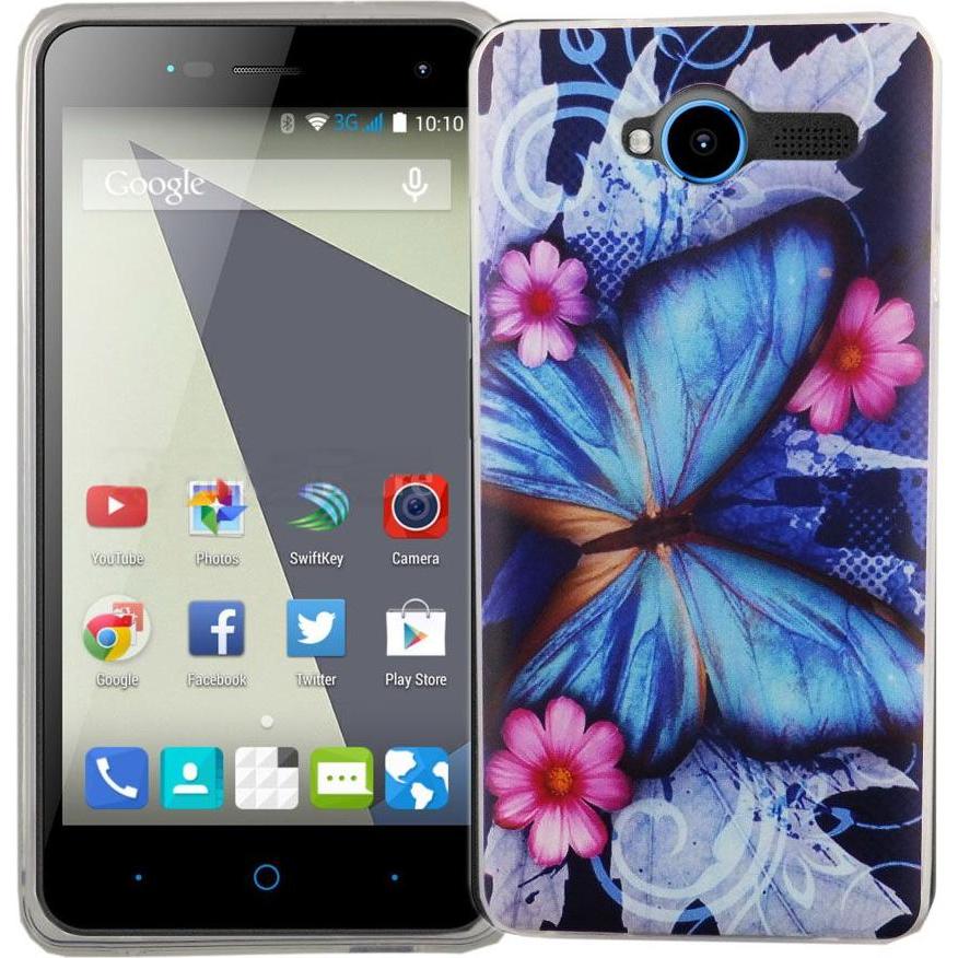 König Design Handy Hülle für ZTE Blade L3 Schmetterling Blau Tasche Case Cover Motiv Slim TPU (ZTE Blade L3), Smartphone...
