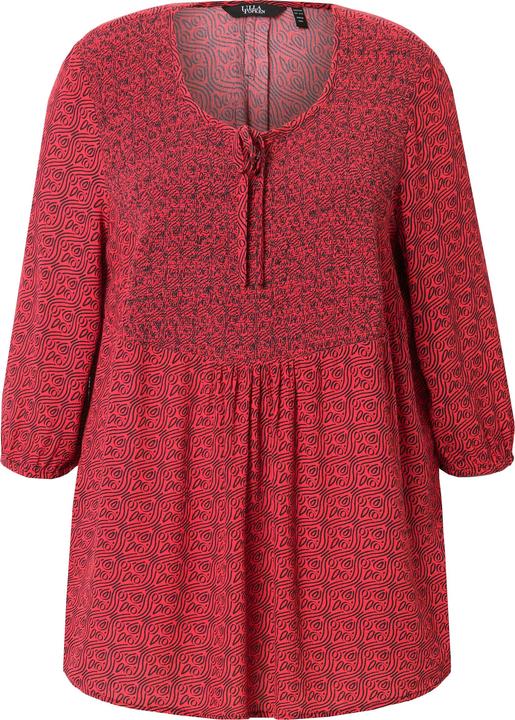 Produktbild Ulla Popken Bluse, A-Linie, Smok-Einsatz, farbiges Minimalmuster (50, 52)