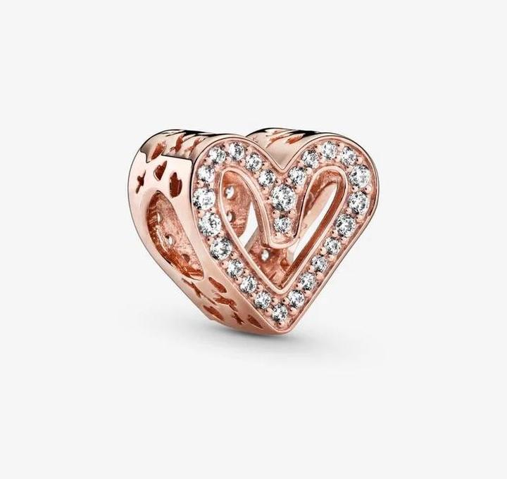 Immagine prodotto Pandora Charm a forma di cuore a mano libera Rose Sparkling (Metallo, placcato oro rosa)