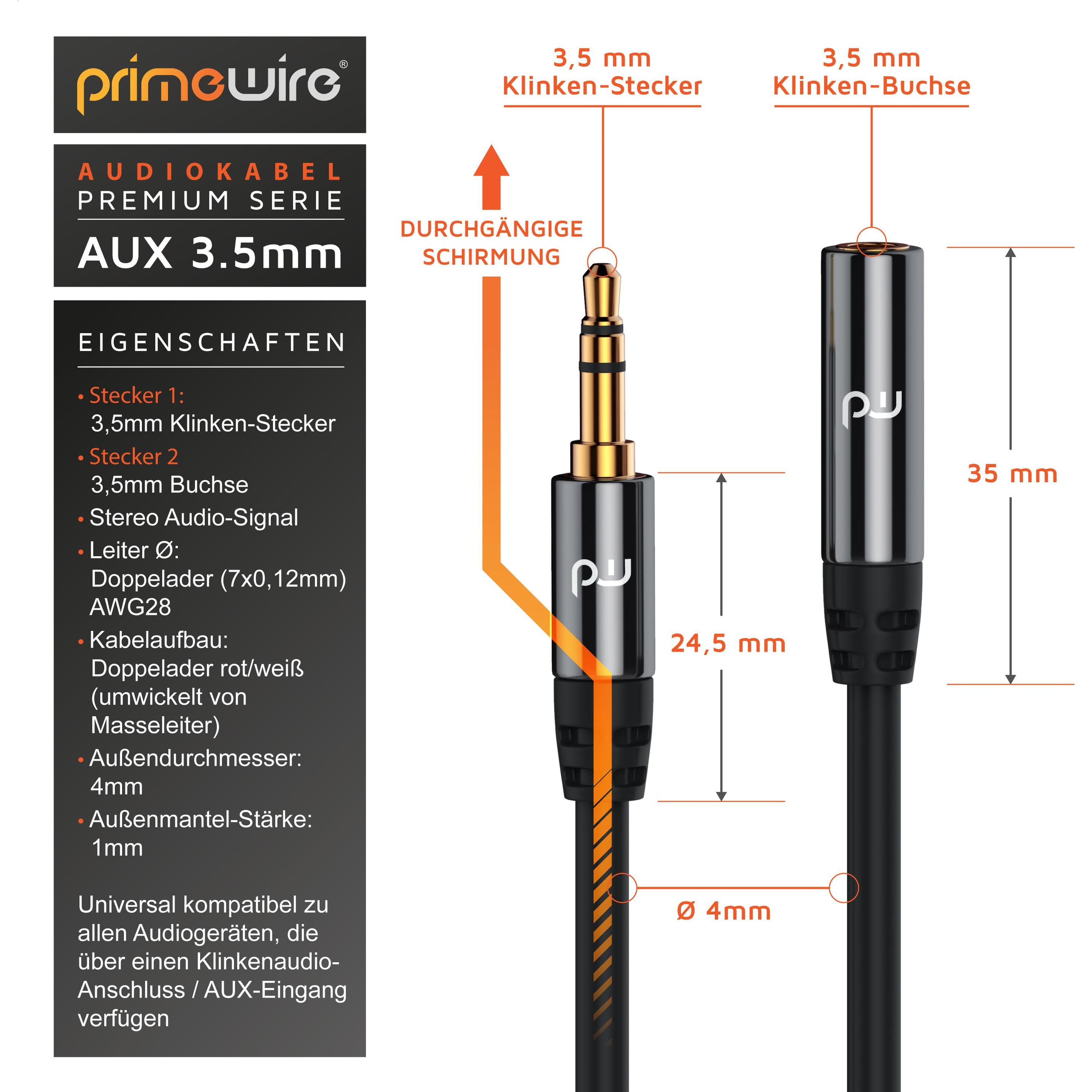 Thumbnail - Primewire 3,5mm Klinke Audio Kabel, AUX, HiFi Audio Klinkenkabel / Verlängerungskabel (7.50 m, 3.5mm Klinke (AUX)), Audi...