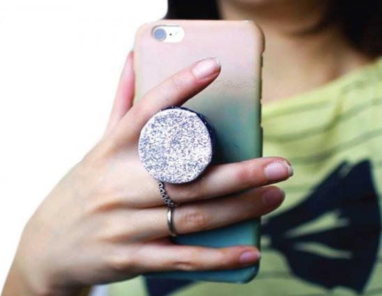 Produktbild PhoneLook Pop Socket 3D Glitzer Austauschbare Finger & Einhand Halterung für Smartphone / Tablets