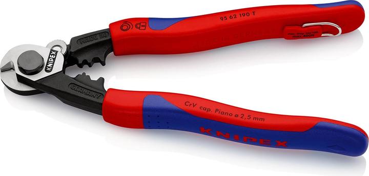 Produktbild Knipex Drahtseilschere L.190mm mit Befestigungsöse BK brüniert Griff 2Komp.-Hüllen Schneidwert Pianodrah... (190 mm)