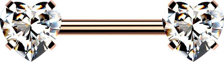 Image du produit Star Piercing Threadless Barbell rosegold front mit Herz Kristall silber gefasst (Acier chirurgical 316L, sans laiton)
