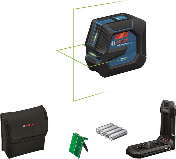 4 x 1,5 V-LR6-Batterie (AA), Adapter für Alkali-Batterie, Universalhalter LB 10, Laserzieltafel, Tasche