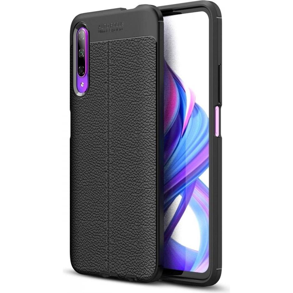 Screenguard Honor 9X Hülle Leather Design TPU Cover (Honor 9X), Smartphone Hülle, Schwarz