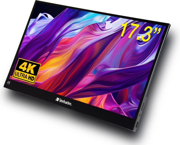 Actual product image Verbatim PMT-17-4K Portable Touchscreen Monitor 17.3" 4K Ultra HD Metal Housing (3840 x 2160 Pixels, 17.30")