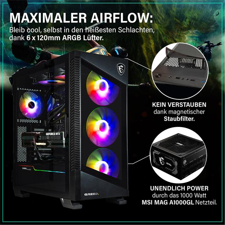 Produktbild Greed MK5 AMD PRO - Gaming PC - RTX 5080 & DDR5 (2000 GB, 32 GB, AMD Ryzen 7 7800X3D, GeForce RTX 5080)