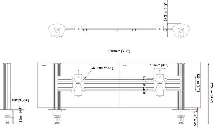 Image du produit Multibrackets Profilé en aluminium, système de support de moniteur Pro