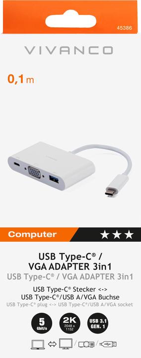 Produktbild Vivanco Adapter USB-C - VGA (USB, 10 cm)