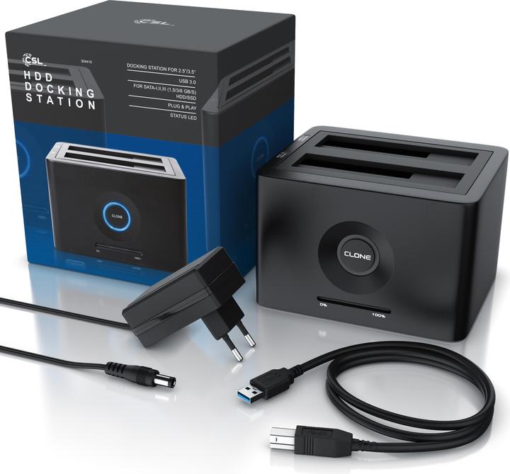 Produktbild CSL Festplatten Dockingstation, USB 3.2 Gen 1 Festplattendockingstation, Klonfunktion für 2,5" & 3,5"