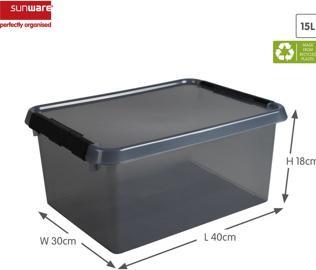 Actual product image Helit Aufbewahrungsbox Comfort-line, 15L, grau-transparent (30 cm, 15 l)