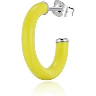 Sagapo, Ohrringe, S'Agapo Single Round Earring With Yellow Enamel Vibes Svb44