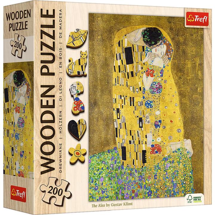 Actual product image Trefl Wooden jigsaw puzzle 200 - The Kiss / Gustav Klimt (200 pieces)