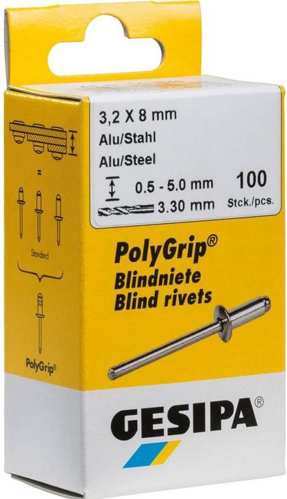 Immagine prodotto Gesipa Rivetti ciechi 5,0x 6mm corti, alluminio