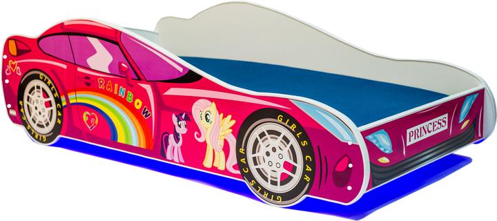 ADRK Furniture Bed with mattress and lighting LED CAR PINK 160x80 (160 x 80 cm)