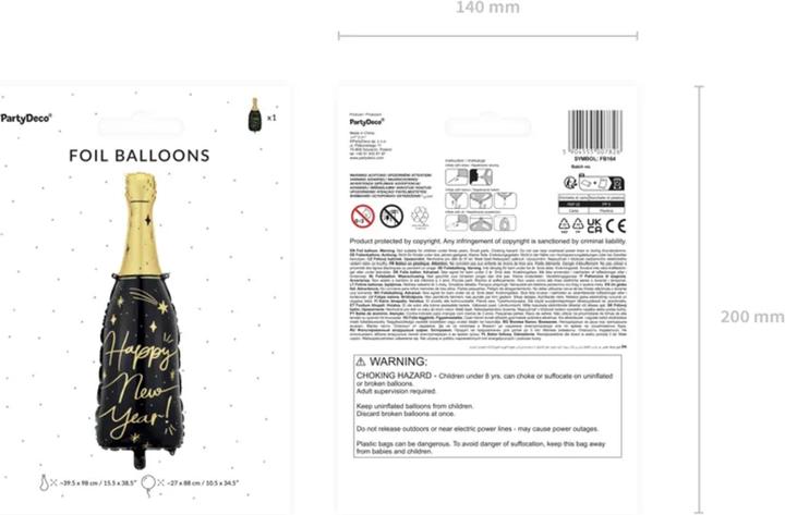 Produktbild Partydeco Ballon en alu - Bouteille Happy New Year (1 x)