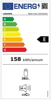 Energie-Label Liebherr Kühlschrank freistehend Plus RBsfe 5220 Front SteelFinish und silber (377 l)