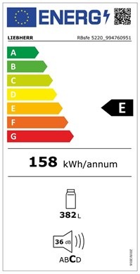 Energie-Label Liebherr Kühlschrank freistehend Plus RBsfe 5220 Front SteelFinish und silber (377 l)