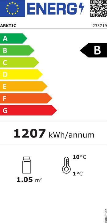 Energie-Label Hendi Aufsatz Kühlvitrine 160 l 230V 160W (160 l)