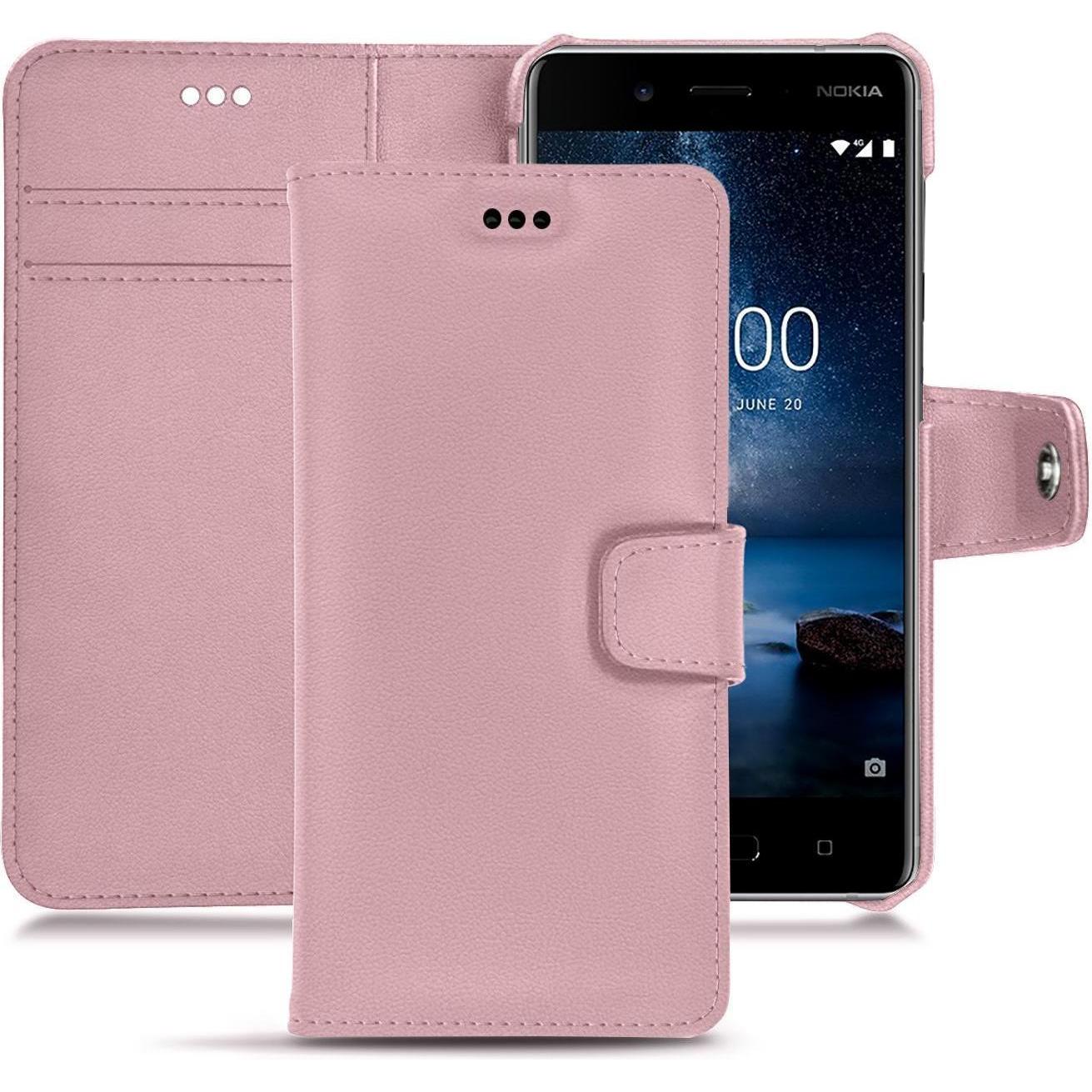 Thumbnail - Noreve Lederschutzhülle Wallet (Nokia 8), Smartphone Hülle, Rosa