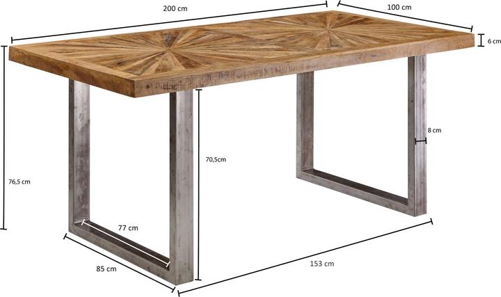 Actual product image FineBuy Dining Table Mango Solid Wood (200 x 76 x 100 cm)