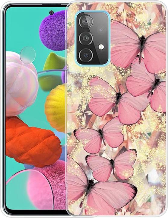Produktbild Cover-Discount Galaxy A53 5G - Silikon Gummi Hülle Schmetterling rosa (Samsung Galaxy A53 5G)