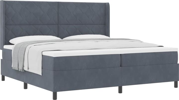 Produktbild vidaXL Boxspringbett Mit Matratze Samt Dunkelgrau (200 x 200 cm)