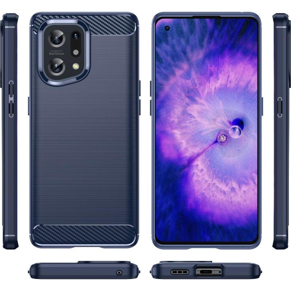 Thumbnail - Cover-Discount OPPO Find X5 - Metall Carbon Look Hülle blau (Oppo Find X5), Smartphone Hülle, Blau