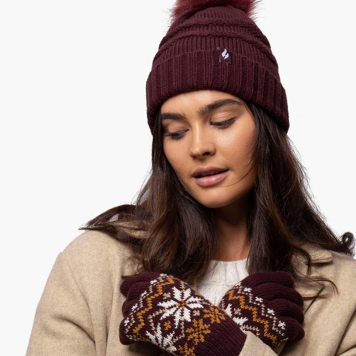 Image du produit Heat Holders Winter Mütze mit Fleecefutter | Warm Bommelmütze Zickzack
