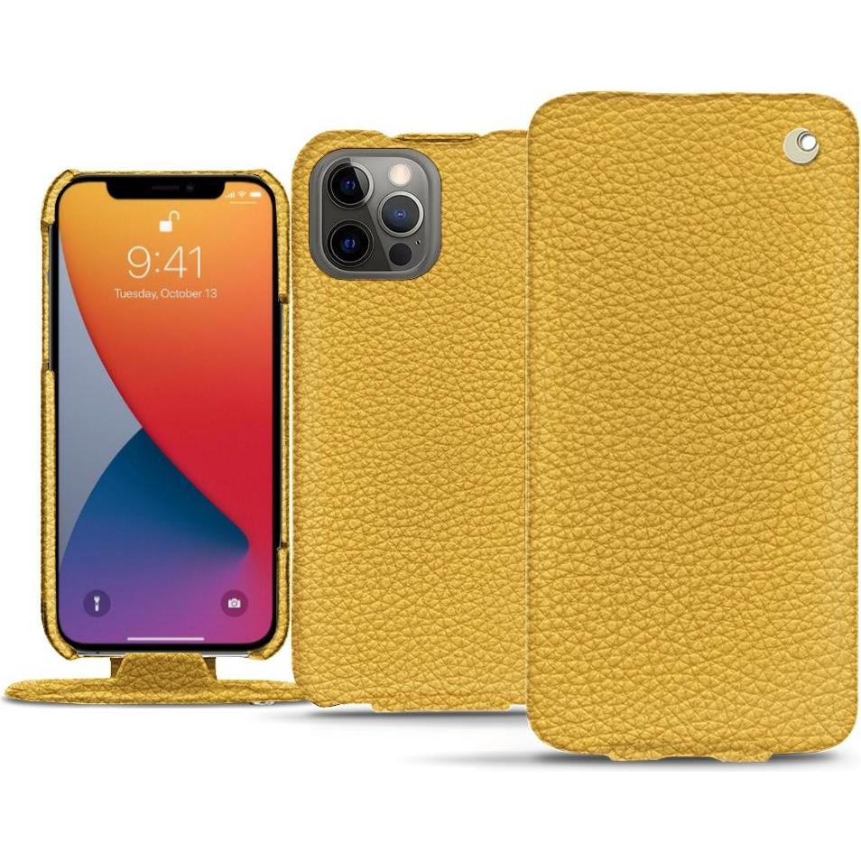 Noreve Lederschutzhülle vertikal (Apple iPhone 13 Pro Max), Smartphone Hülle, Orange
