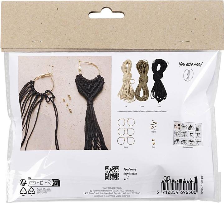 Actual product image Creativ Company Craft set macramé earrings black/olive brown/beige