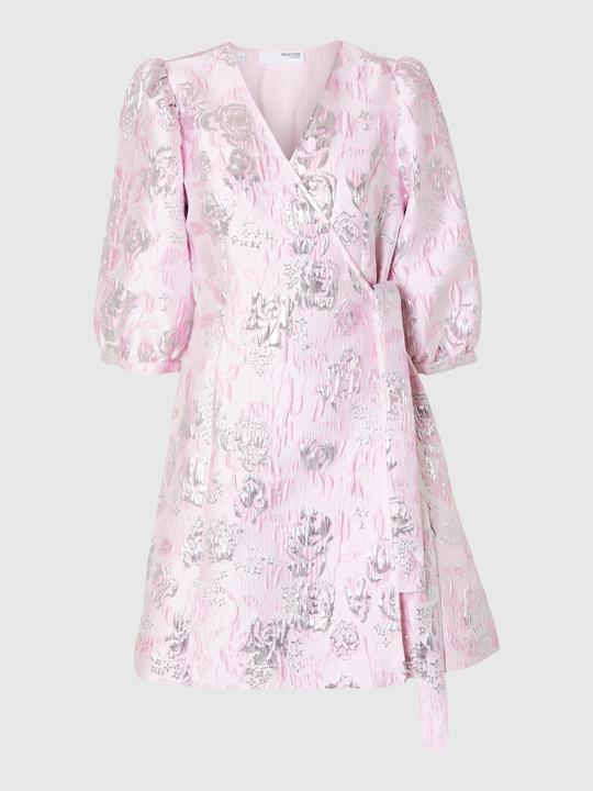 Actual product image Selected Femme Floral Jacquard Wrap Dress (38)