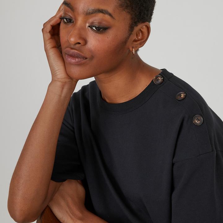 Image du produit La Redoute Collections Longue robe en jersey avec patte de boutonnage sur l'épaule (M)