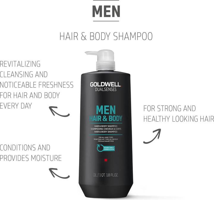 Image du produit Goldwell Dualsenses Men Hair & Body (1000 ml, Shampoing liquide)