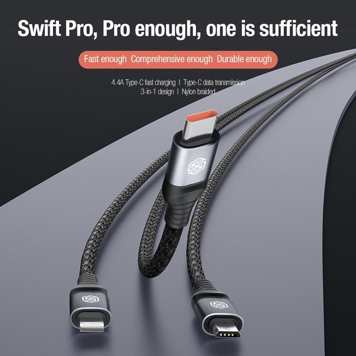Produktbild Nillkin Data Cable Swift Pro 3in1 1,5m Black (1.50 m, USB 3.0)