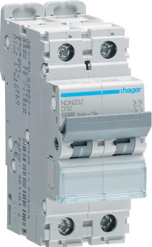 Hager Hubschrauber Gegenstromschalter 2P D 32A 10 kA AC (NDN232)