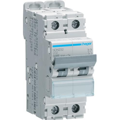 Thumbnail - Hager, Schutzschalter, Hubschrauber Gegenstromschalter 2P D 32A 10 kA AC (NDN232)
