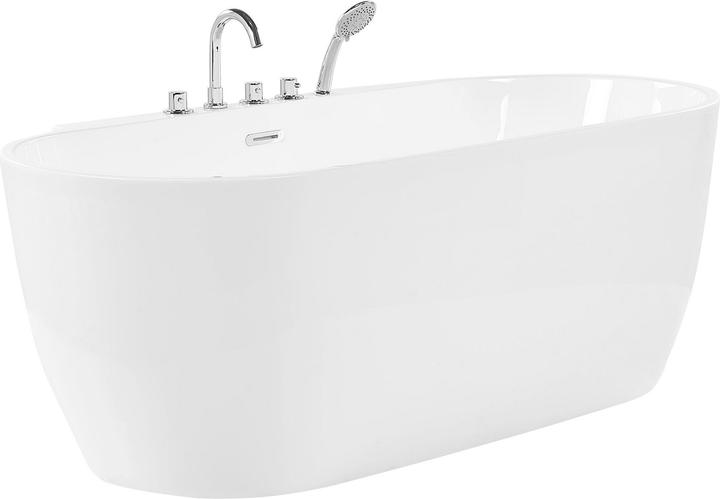 Actual product image Beliani Bathtub freestanding white with tap oval 170 x 80 cm ROTSO (286 l, 170 cm, 80 cm)