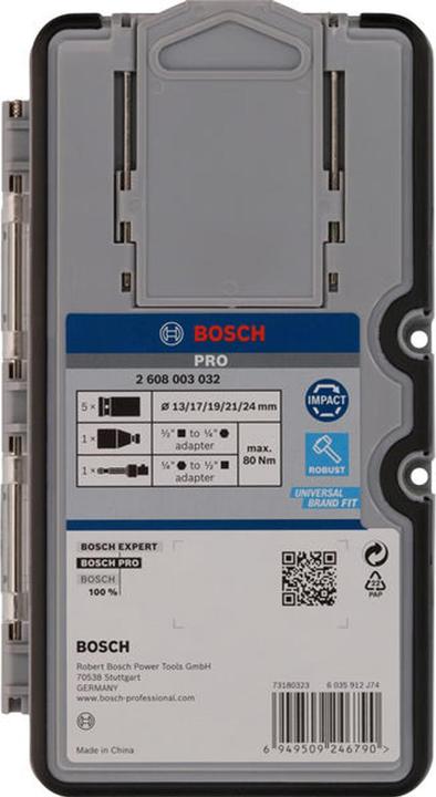 Productafbeelding Bosch Professional Zubehör PRO slagmoerdoppenset (19 mm, 24 mm, 21 mm, 17 mm, 13 mm)