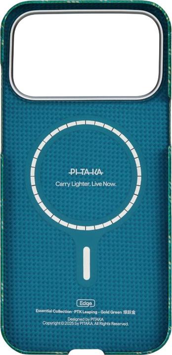 Produktbild Pitaka Ultra-Slim Case, Monogram-Gold/Green - iPhone 17 Pro (Apple iPhone 17 Pro)