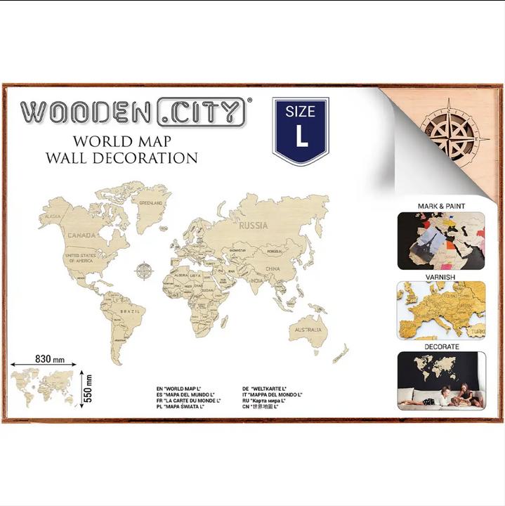Productafbeelding WoodenCity Wereldkaart L (31 onderdelen)