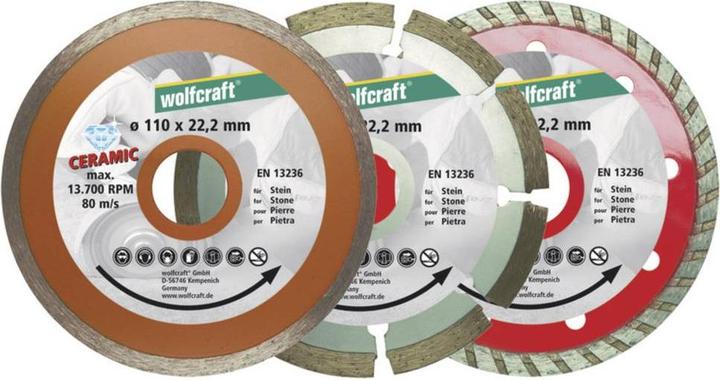 Produktbild wolfcraft 1 Diamant-Trennscheib.-Set 3-tlg. ø110mm