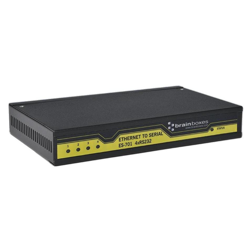 Brainboxes Ethernet 4 poorten RS232 (4 ports), Netwerkschakelaar, Zwart